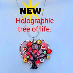 SOLD Artist-created Colorful tree of life Pendent. Affordable, Wearable art